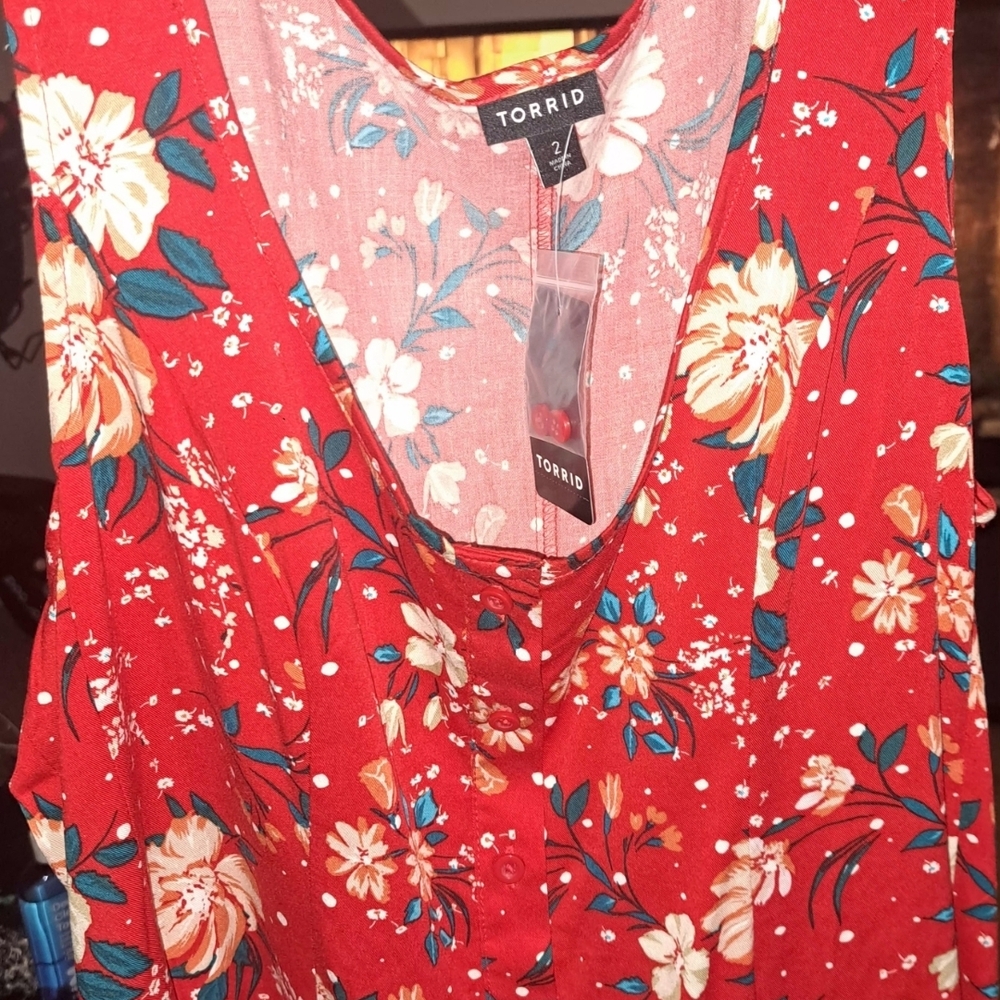 Torrid Red Floral Tank Top